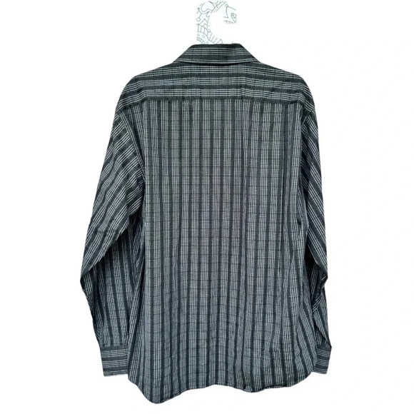 Visconti Uomo Men’s Black Stripe Long Sleeve Button Up Shirt Flip Cuff Size L - Picture 2 of 11
